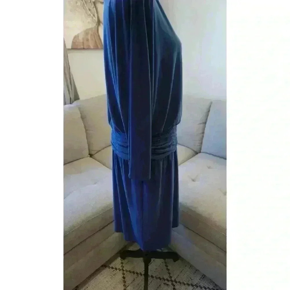 Evan-Picone Women's Long-Sleeve Blue Dress, Size 14 - Picture 10 of 14